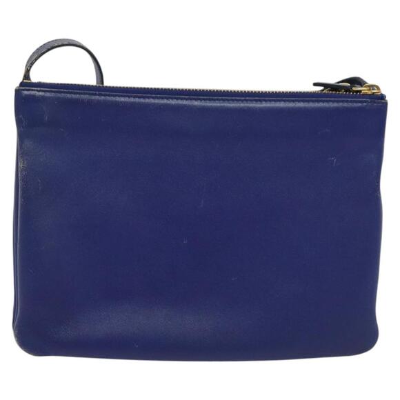 CELINE Trio Shoulder Bag Leather Blue Gold - Picture 3 of 13